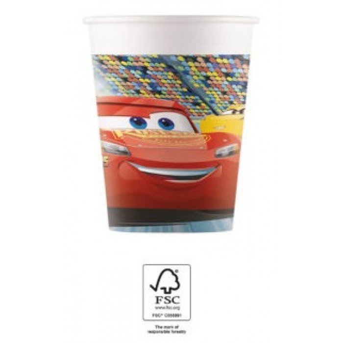 Disney Cars 3, Verdák papír pohár 8 db-os 200 ml FSC