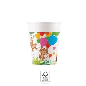 Jungle Balloons, Dzsungel papír pohár 8 db-os 200 ml FSC Jungle Balloons, Dzsungel papír pohár 8 db-os 200 ml FSC
