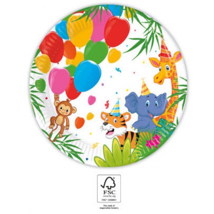 Jungle Balloons, Dzsungel papírtányér 8 db-os 20 cm FSC