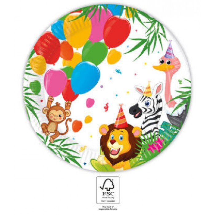 Jungle Balloons, Dzsungel papírtányér 8 db-os 23 cm FSC