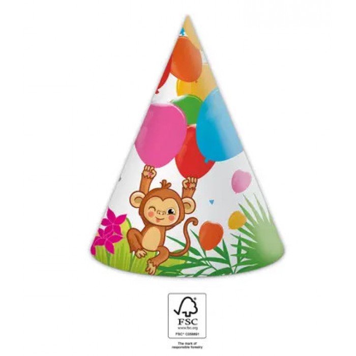 Jungle Balloons, Dzsungel Parti kalap, csákó 6 db-os FSC