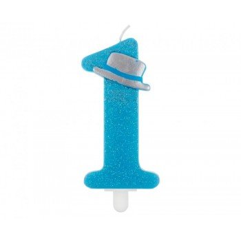 First Birthday Blue, Első születésnap csillámos tortagyertya