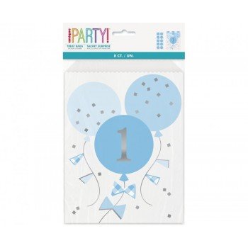 Blue 1st Birthday Party bags, Papírzacskó 8 db-os Blue 1st Birthday Party bags, Papírzacskó 8 db-os