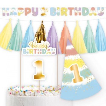 1st Birthday Rainbow dekoráció szett 4 részes 1st Birthday Rainbow dekoráció szett 4 részes