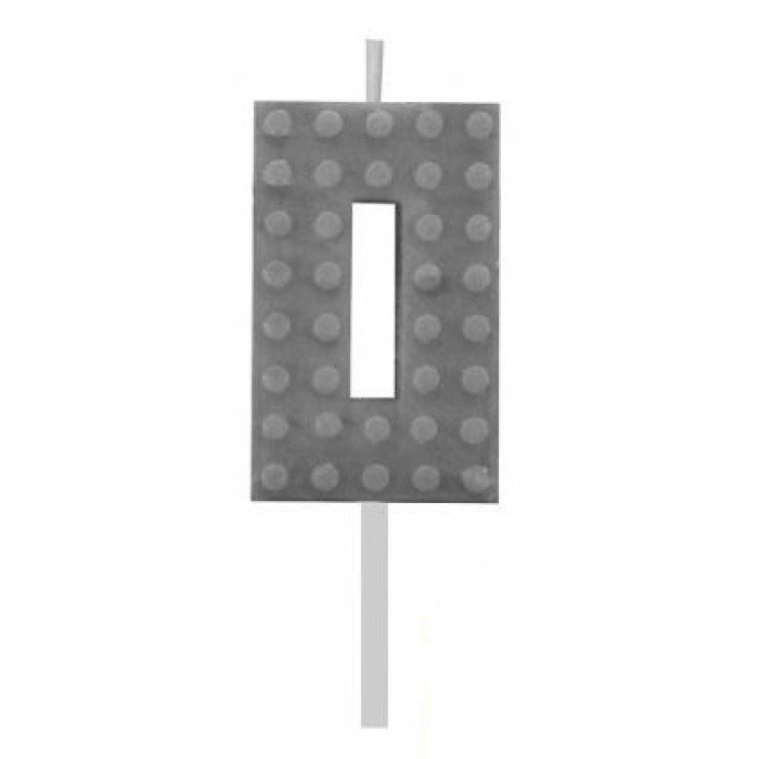 Building Blocks Grey, Építőkocka tortagyertya, számgyertya 0-ás