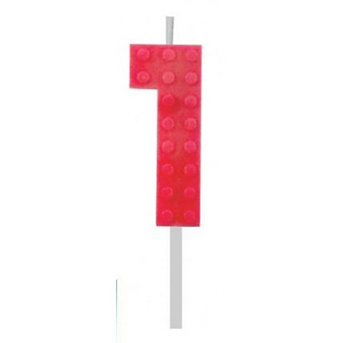 Building Blocks Red, Építőkocka tortagyertya, számgyertya 1-es Building Blocks Red, Építőkocka tortagyertya, számgyertya 1-es