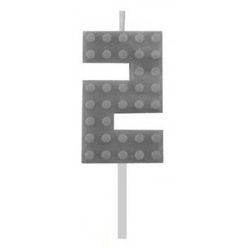 Building Blocks Grey, Építőkocka tortagyertya, számgyertya 2-es