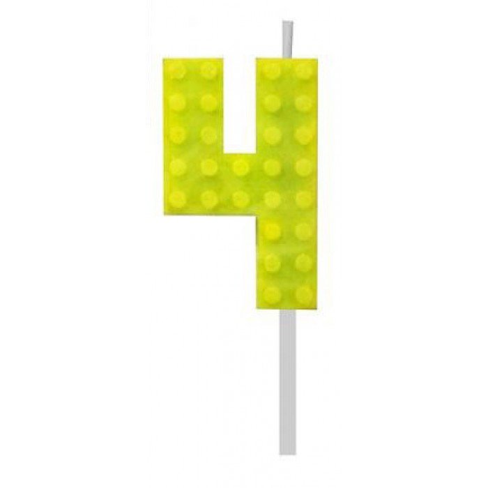 Building Blocks Yellow, Építőkocka tortagyertya, számgyertya 4-es