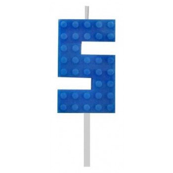 Building Blocks Blue, Építőkocka tortagyertya, számgyertya 5-ös