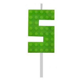 Building Blocks Green, Építőkocka tortagyertya, számgyertya 5-ös