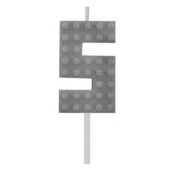 Building Blocks Grey, Építőkocka tortagyertya, számgyertya 5-ös