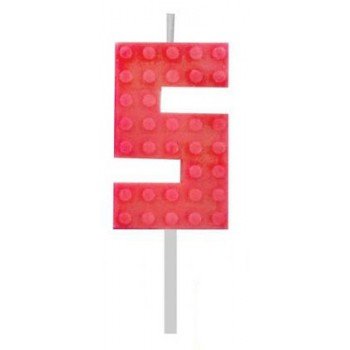 Building Blocks Red, Építőkocka tortagyertya, számgyertya 5-ös