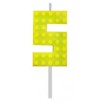 Building Blocks Yellow, Építőkocka tortagyertya, számgyertya 5-ös