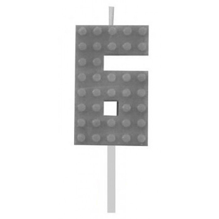 Building Blocks Grey, Építőkocka tortagyertya, számgyertya 6-os