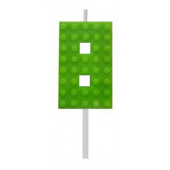 Building Blocks Green, Építőkocka tortagyertya, számgyertya 8-as