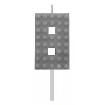 Building Blocks Grey, Építőkocka tortagyertya, számgyertya 8-as