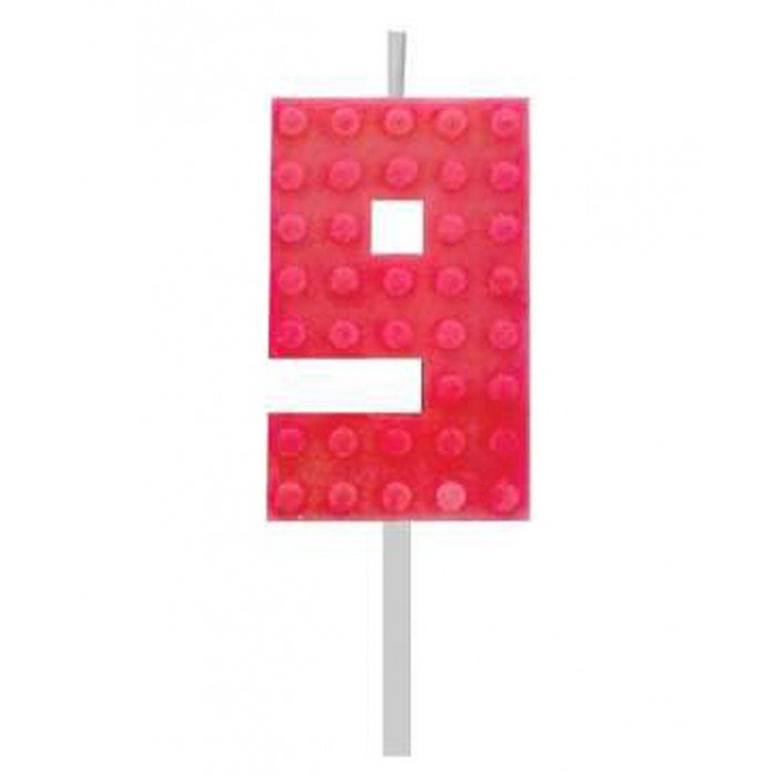 Building Blocks Red, Építőkocka tortagyertya, számgyertya 9-es Building Blocks Red, Építőkocka tortagyertya, számgyertya 9-es