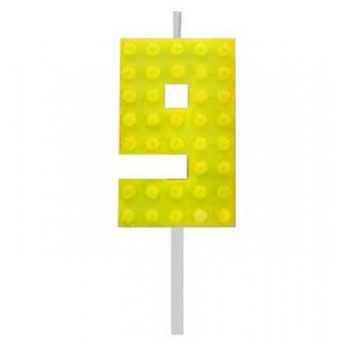 Building Blocks Yellow, Építőkocka tortagyertya, számgyertya 9-es