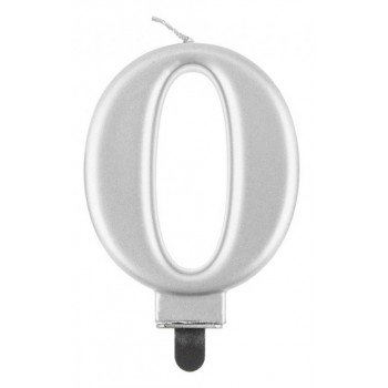 Silver Metallic, Ezüst számgyertya, tortagyertya 0-ás