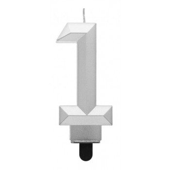 Diamond Silver Metallic, Ezüst számgyertya, tortagyertya 1-es