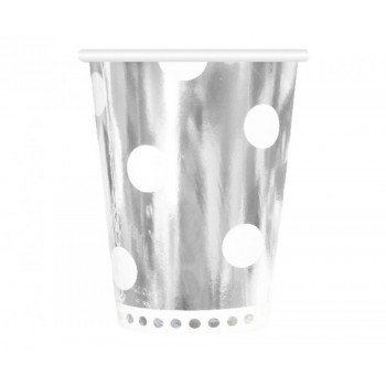 B&C Polka Dots Silver, Ezüst papír pohár 6 db-os 266 ml B&C Polka Dots Silver, Ezüst papír pohár 6 db-os 266 ml