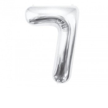 Silver, Ezüst 7-es szám fólia lufi 85 cm Silver, Ezüst 7-es szám fólia lufi 85 cm