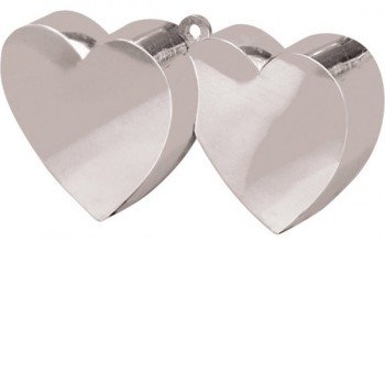 Silver, Ezüst dupla szív léggömb, lufi súly