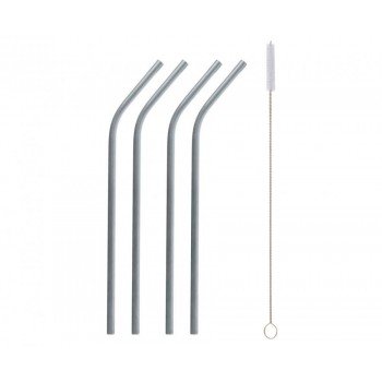 Ezüst Silver fém szívószál 4 db-os + kefe Ezüst Silver fém szívószál 4 db-os + kefe