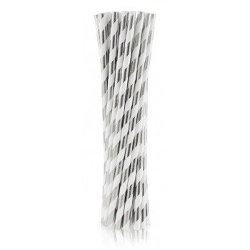 Silver, Ezüst papír szívószál 24 db-os