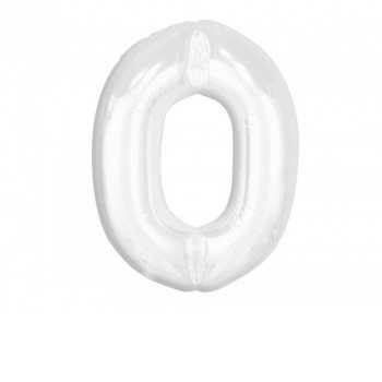 B&C White, Fehér 0-ás szám fólia lufi 92 cm B&C White, Fehér 0-ás szám fólia lufi 92 cm