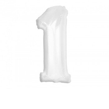 B&C White, Fehér 1-es szám fólia lufi 92 cm B&C White, Fehér 1-es szám fólia lufi 92 cm
