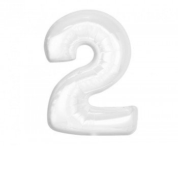 B&C White, Fehér 2-es szám fólia lufi 92 cm B&C White, Fehér 2-es szám fólia lufi 92 cm