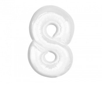 B&C White, Fehér 8-as szám fólia lufi 92 cm B&C White, Fehér 8-as szám fólia lufi 92 cm