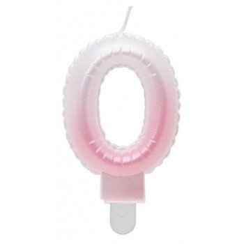 White-Pink Ombre, Fehér-Rózsaszín számgyertya, tortagyertya 0-ás