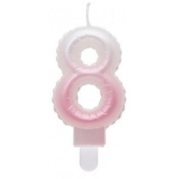 White-Pink Ombre, Fehér-Rózsaszín számgyertya, tortagyertya 8-as