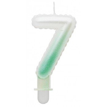 White-Green Ombre, Fehér-Zöld számgyertya, tortagyertya 7-es