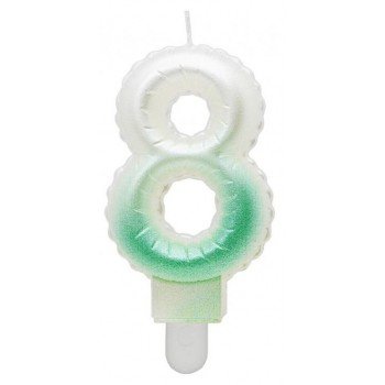 White-Green Ombre, Fehér-Zöld számgyertya, tortagyertya 8-as