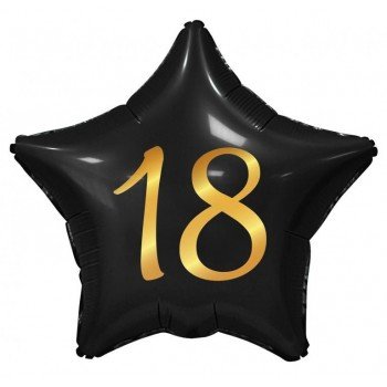 Happy Birthday Black, Fekete csillag 18 fólia lufi 44 cm Happy Birthday Black, Fekete csillag 18 fólia lufi 44 cm