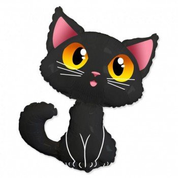 Black Cat, Fekete macska fólia lufi 61 cm (WP) Black Cat, Fekete macska fólia lufi 61 cm (WP)
