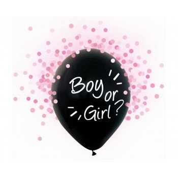 Boy or Girl, Rózsaszín konfettivel töltött léggömb, lufi 4 db-os 12 inch (30 cm) Boy or Girl, Rózsaszín konfettivel töltött léggömb, lufi 4 db-os 12 inch (30 cm)