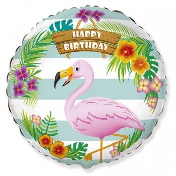 Happy Birthday Flamingo, Flamingó fólia lufi 46 cm (WP) Happy Birthday Flamingo, Flamingó fólia lufi 46 cm (WP)