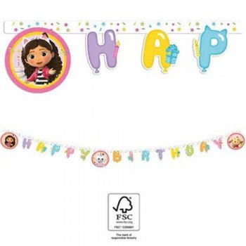 Gabby's Dollhouse, Gabi babaháza Happy Birthday felirat FSC 2 m Gabby's Dollhouse, Gabi babaháza Happy Birthday felirat FSC 2 m