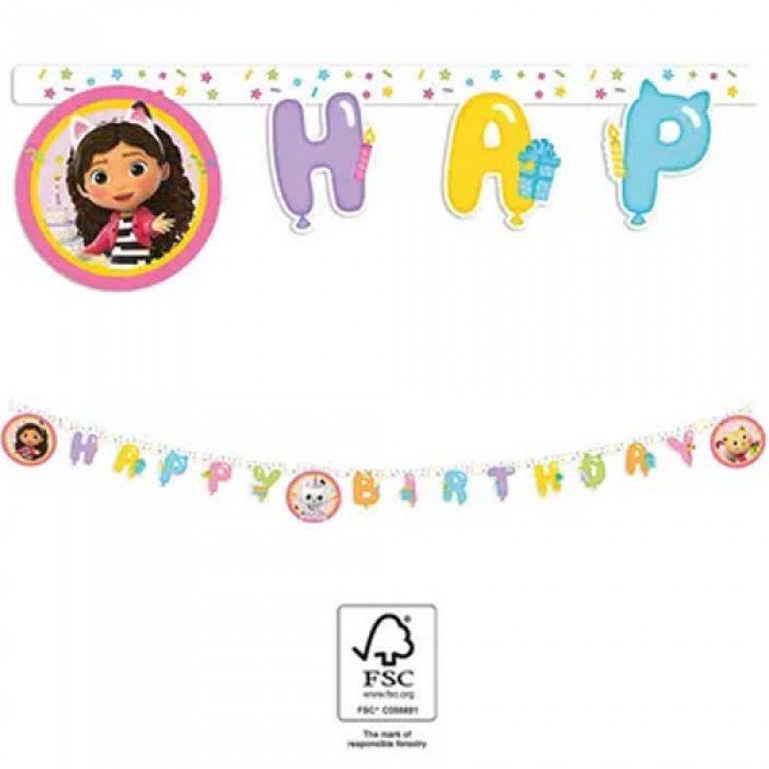 Gabby's Dollhouse, Gabi babaháza Happy Birthday felirat FSC 2 m
