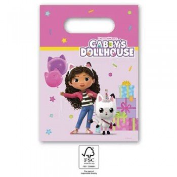 Gabby's Dollhouse, Gabi babaháza papír ajándéktasak 4 db-os Gabby's Dollhouse, Gabi babaháza papír ajándéktasak 4 db-os