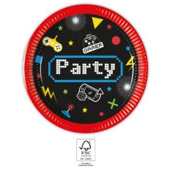 Gaming Party papírtányér 8 db-os 20 cm FSC Gaming Party papírtányér 8 db-os 20 cm FSC