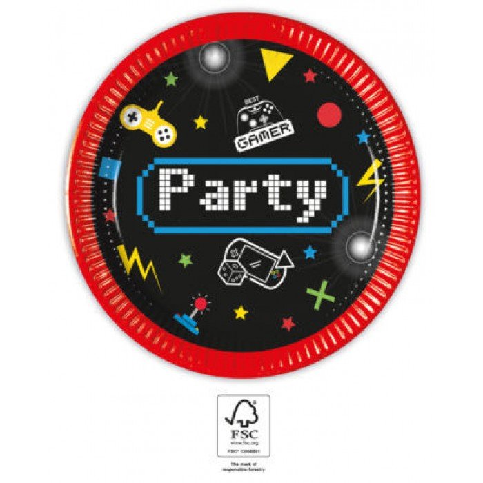 Gaming Party papírtányér 8 db-os 20 cm FSC