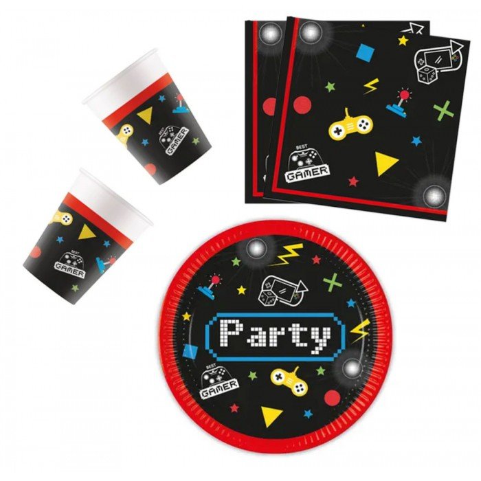 Gaming Party party szett 36 db-os 23 cm-es tányérral