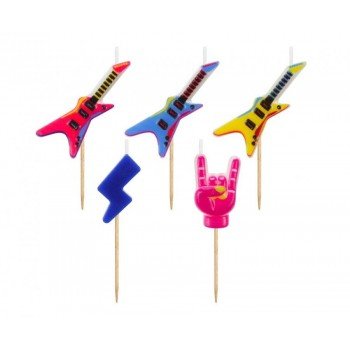 Guitars, Gitárok tortagyertya, gyertya szett 5 db-os Guitars, Gitárok tortagyertya, gyertya szett 5 db-os