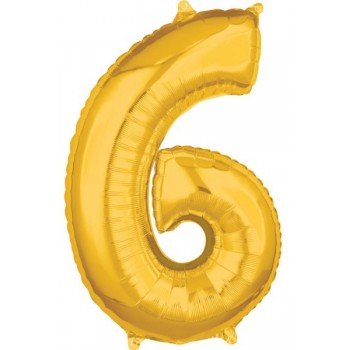 Gold, Arany 6-os szám fólia lufi 66*43 cm Gold, Arany 6-os szám fólia lufi 66*43 cm