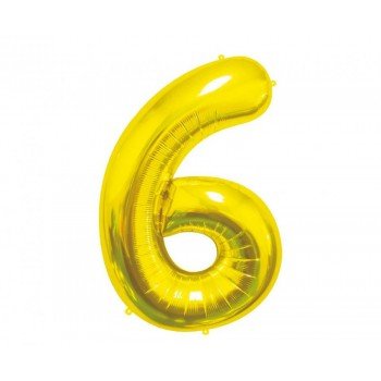 Gold, Arany 6-os szám fólia lufi 85 cm Gold, Arany 6-os szám fólia lufi 85 cm